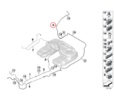 Трубопровод подачи наружного воздуха (длинный) BMW X5 X6 E70 E71 F15 F16 (16117164402)